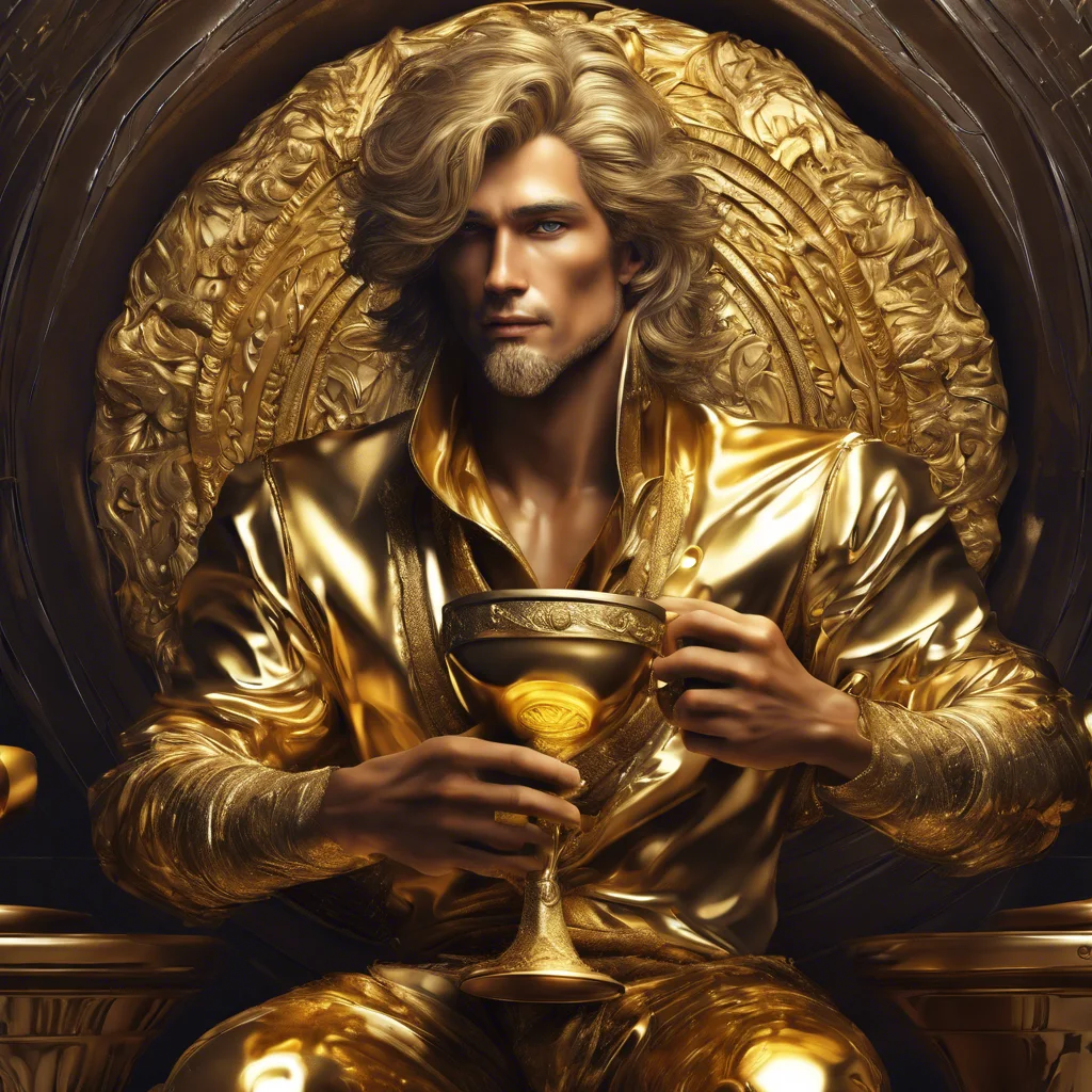 Goldene Illustration von König Midas mit einem Kelch